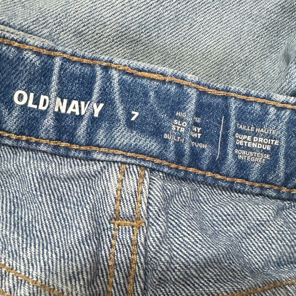 Old Navy Light Wash Slouchy Straight Ripped Jeans Girls Size 7 - Picture 5 of 7